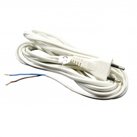 Cablu de alimentare pentru ventilator 2x0,75 mm, lungime 5 m, alb