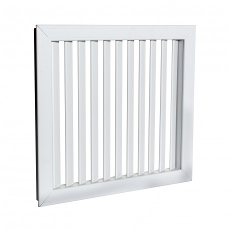 Grilă de ventilație PVC albă cu jaluzele fixe 392x210 mm