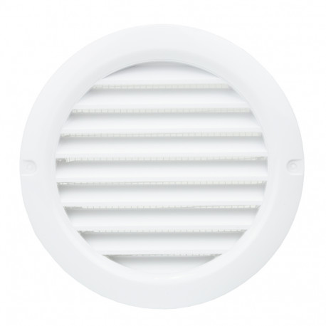 Grilă de ventilație circulară din PVC cu flanșă și plasă anti-insecte Ø 100 mm, albă