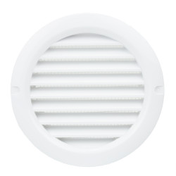 Grilă de ventilație circulară din PVC cu flanșă și plasă anti-insecte Ø 150 mm, albă