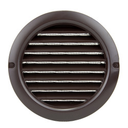 Grilă de ventilație circulară din PVC cu flanșă și plasă anti-insecte Ø 100 mm, maro