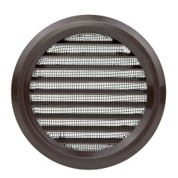 Grilă de ventilație circulară din PVC cu flanșă și plasă anti-insecte Ø 80 mm, maro