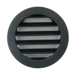 Grilă de ventilație Dalap AVD din metal negru cu plasă de insecte și flanșă, Ø 150 mm