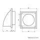 Grila de ventilație PVC cu clapetă antiretur și flanșă cu protecție vănt și ploaie 187x187 / Ø 150 mm, albă