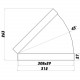 Cot 45° orizontal rectangular plastic 308x29 mm