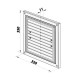 Grilă de ventilație din PVC fără flanșă cu jaluzele fixe și plasă anti-insecte 350x350 mm, albă
