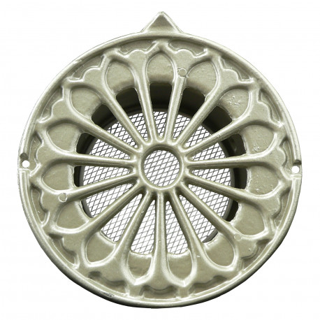 Grilă de ventilație din aluminiu cu flanșă și plasă anti-insecte Ø 125 mm, gri